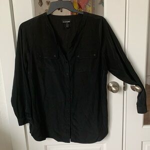 Lane Bryant black silky button front top! Perfect for layering!